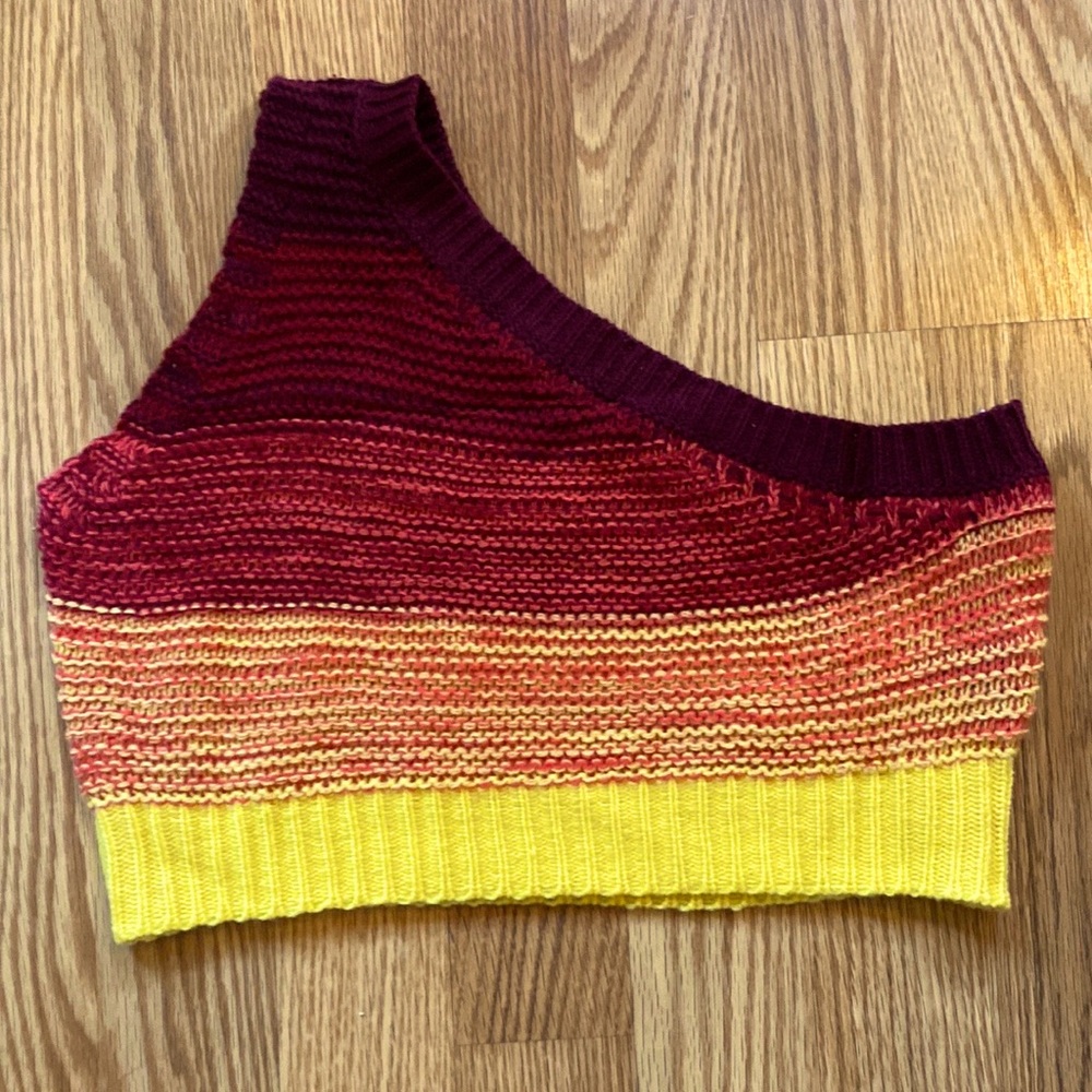 SHEIN One shoulder crop top (red/orange/yellow)